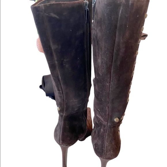 Vero Cuoio long suede heeled boots with zipper size 6.5 Heel: 4 inch - Picture 3 of 6